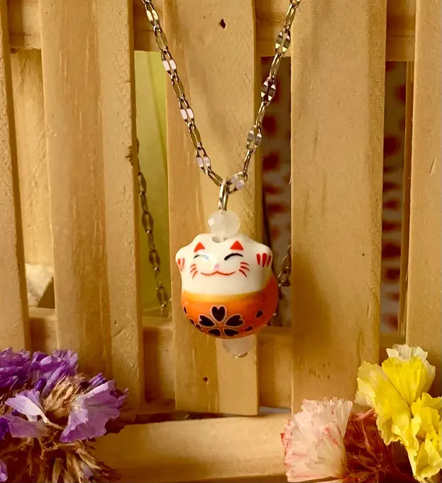 Collar Gat de la Sort taronja — Gats feta a mà, Mana Dragonfly