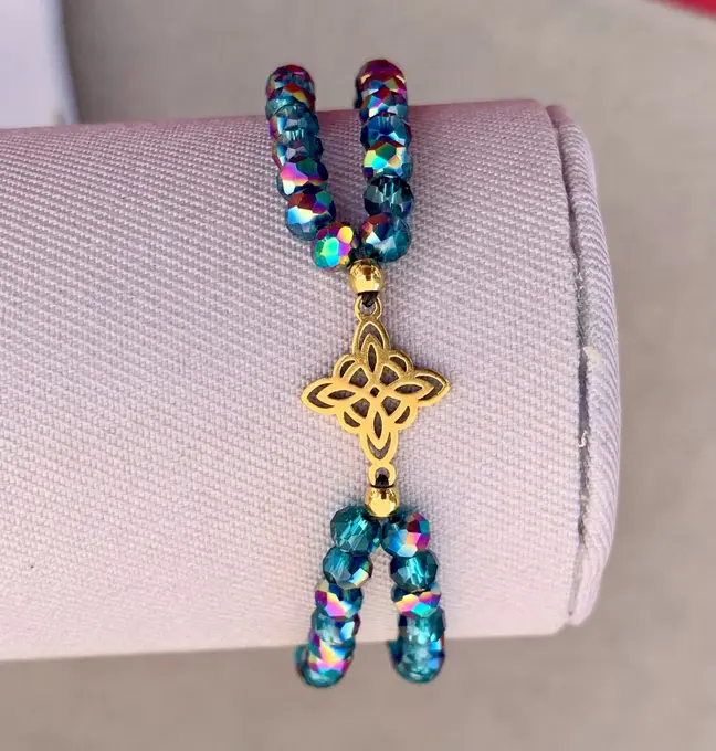 Polsera doble Nus de Bruixa daurat — Amulets feta a mà, Mana Dragonfly