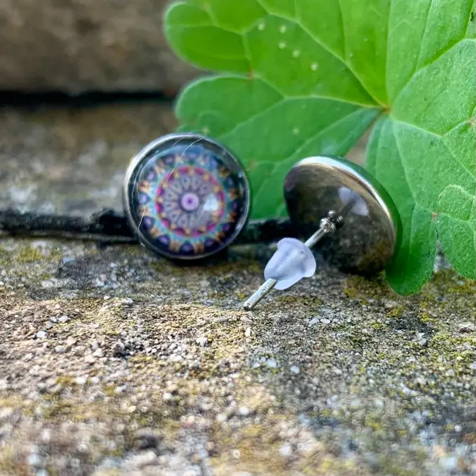 Arracades mandala de botó — Celestial feta a mà, Mana Dragonfly