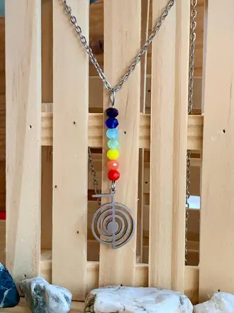 Collar 7 xacres amb Cho Ku Rei d'acer — Chakras & Reiki feta a mà, Mana Dragonfly