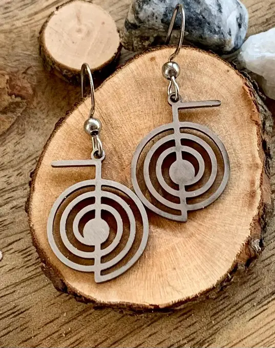 Arracades Cho Ku Rei d'acer — Chakras & Reiki feta a mà, Mana Dragonfly