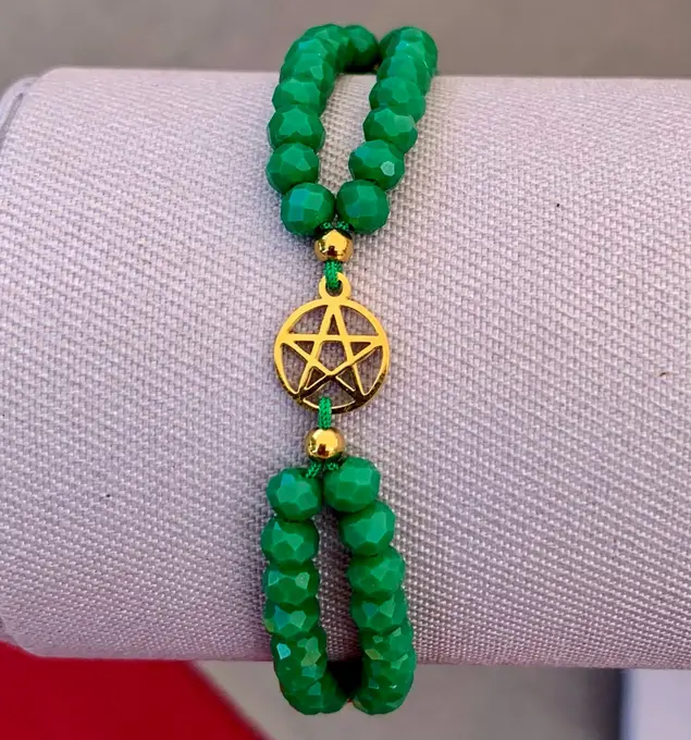 Polsera doble Tetragràmaton daurat — Amulets feta a mà, Mana Dragonfly