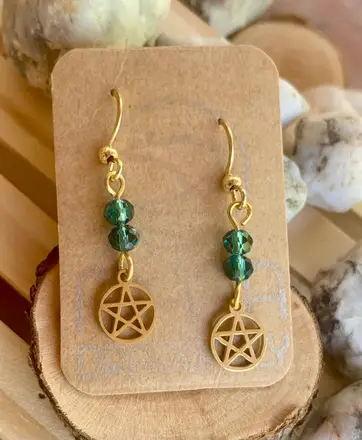 Arracades de pentacle daurat — Amulets feta a mà, Mana Dragonfly