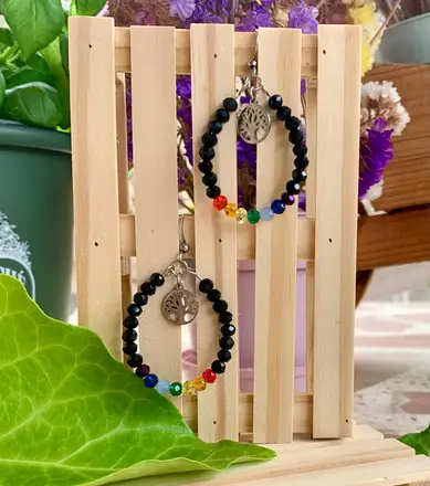 Cèrcols Arbre de la Vida negres — Chakras & Reiki feta a mà, Mana Dragonfly