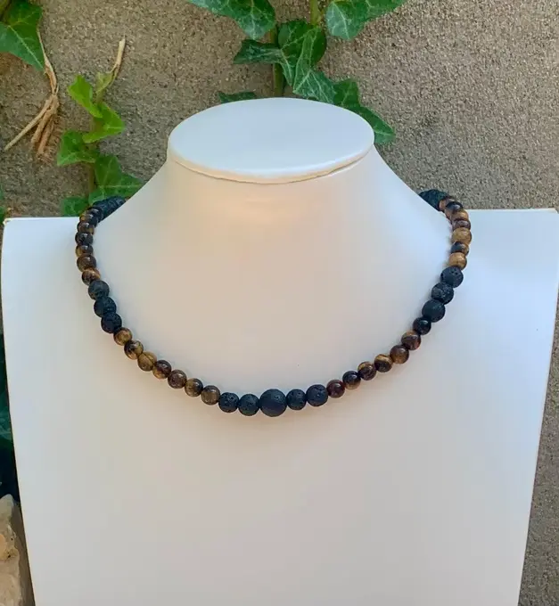 Conjunt Home: pedra blava i ull de tigre — Home feta a mà, Mana Dragonfly