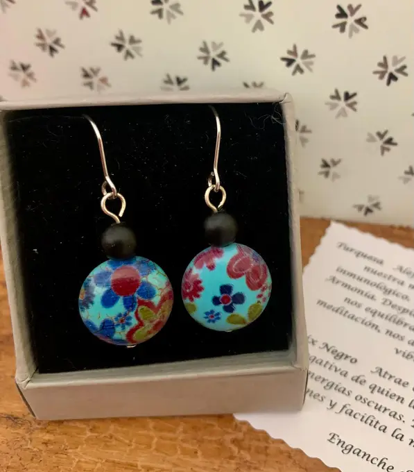 Conjunt floral turquesa i ònix — Florals feta a mà, Mana Dragonfly