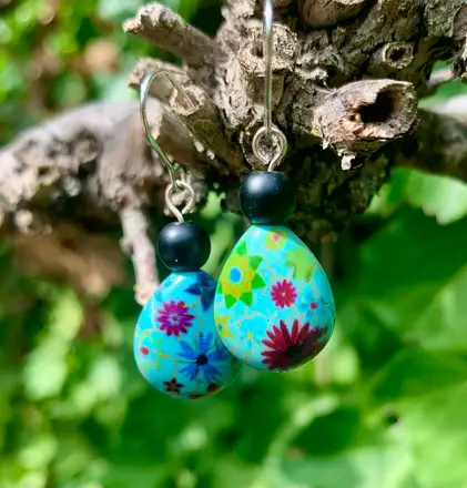 Arracades florals de llàgrima — Florals feta a mà, Mana Dragonfly