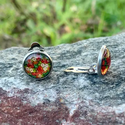 Arracades de clip florals — Florals feta a mà, Mana Dragonfly