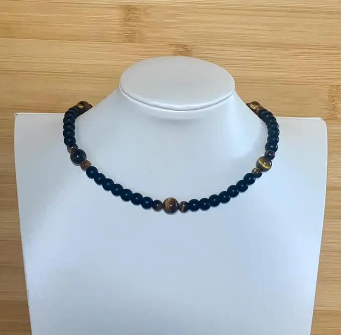 Conjunt Home: ònix mat i ull de tigre — Home feta a mà, Mana Dragonfly