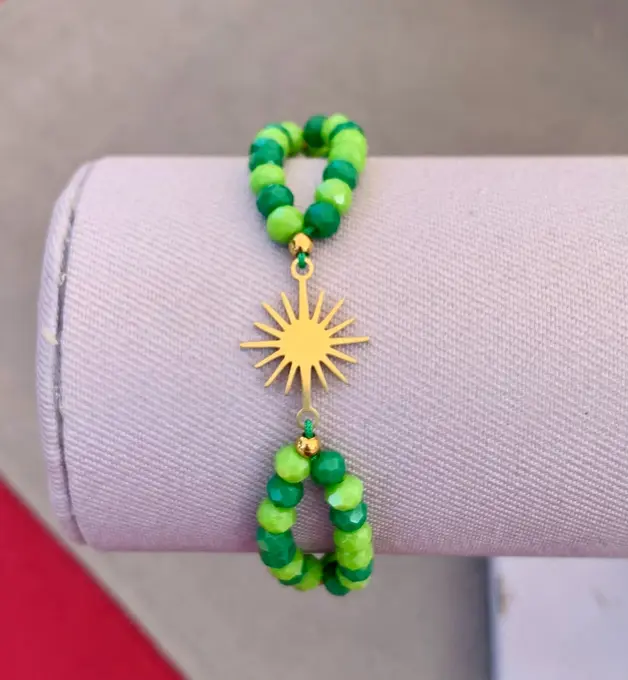 Polsera doble sol daurat — Cristall feta a mà, Mana Dragonfly