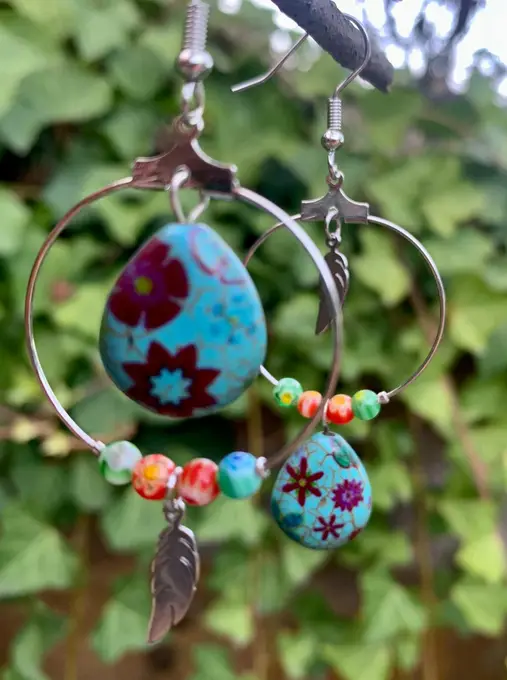 Cèrcols florals de turquesa — Florals feta a mà, Mana Dragonfly