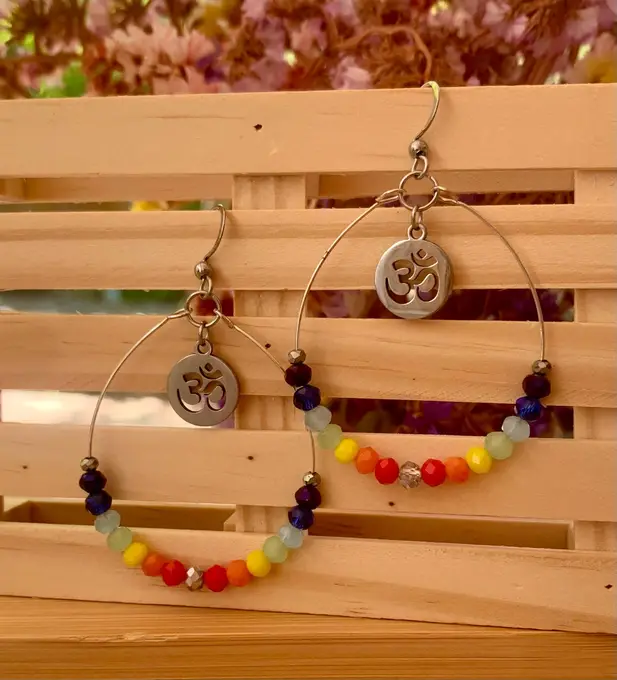 Cèrcols 7 xacres amb Om — Chakras & Reiki feta a mà, Mana Dragonfly